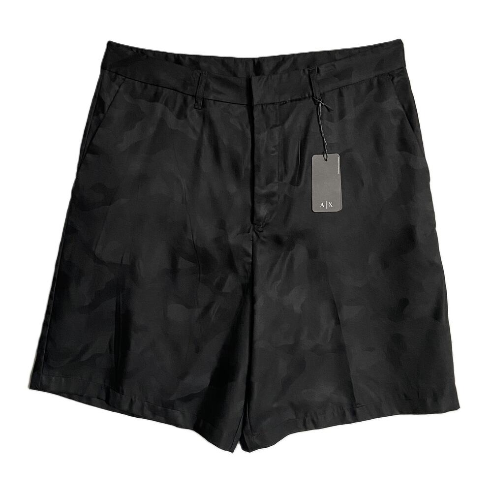 Armani Exchange Shorts Men's 36W Black Camo Lyocell Shorts 9" Inseam NEW